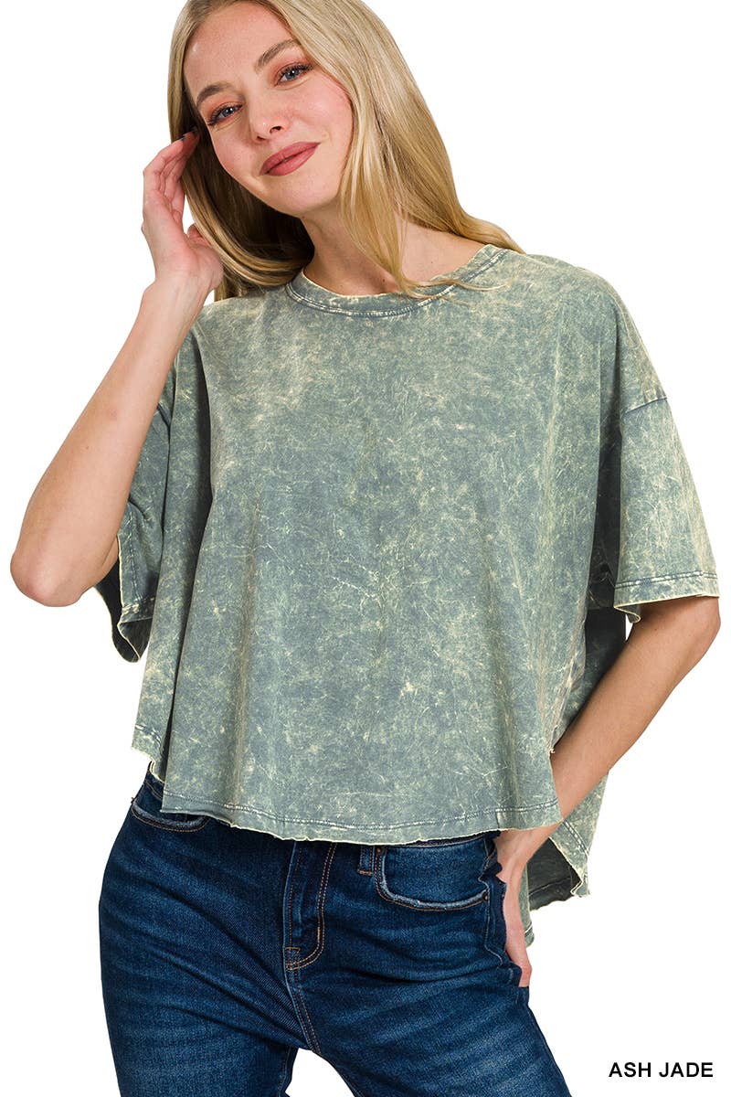 ''._ Washed Cotton Flare Top w/ back patch