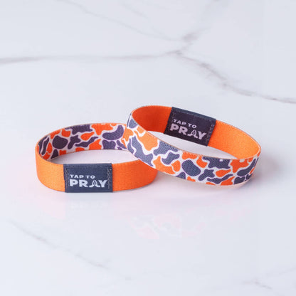 Tap To Pray™ Wristbands - Team Camo - Orange & Grey