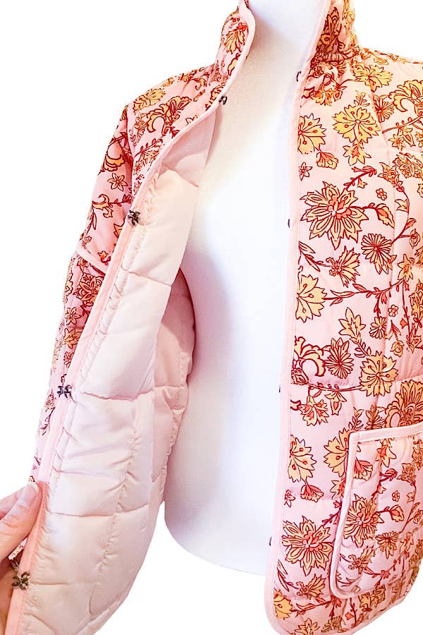 Rose Pink Floral Quilted Jacket