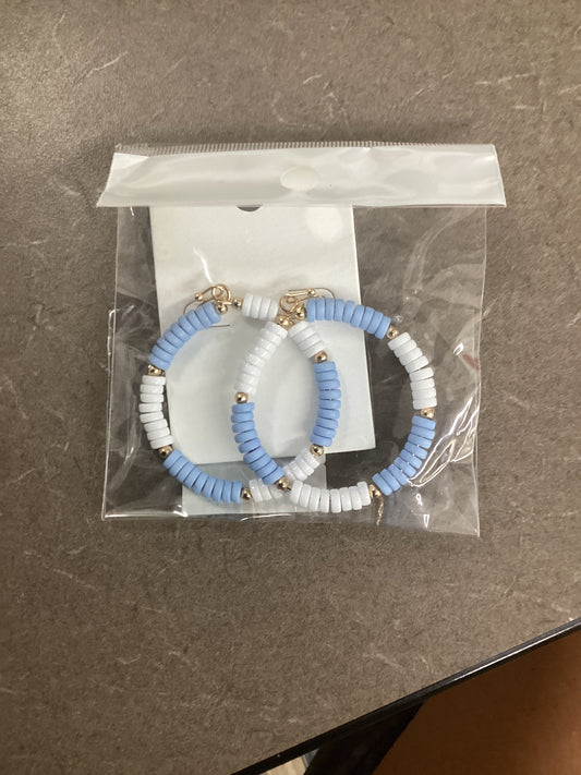 Beaded Carolina Blue & White Hoops