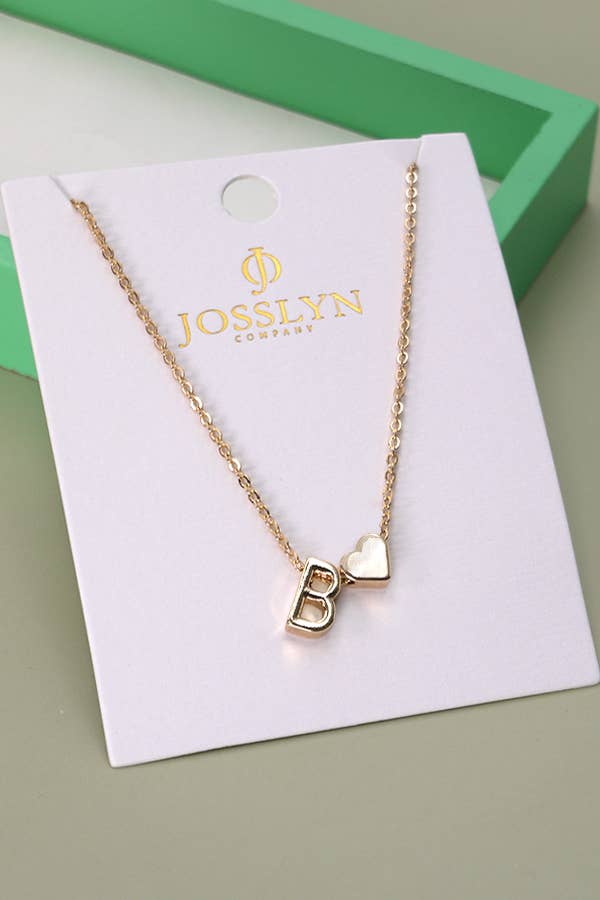 BRASS MONOGRAM INITIAL HEART CHARM NECKLACE