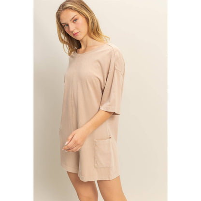 Aqua Casual V-Back Short Sleeve Romper