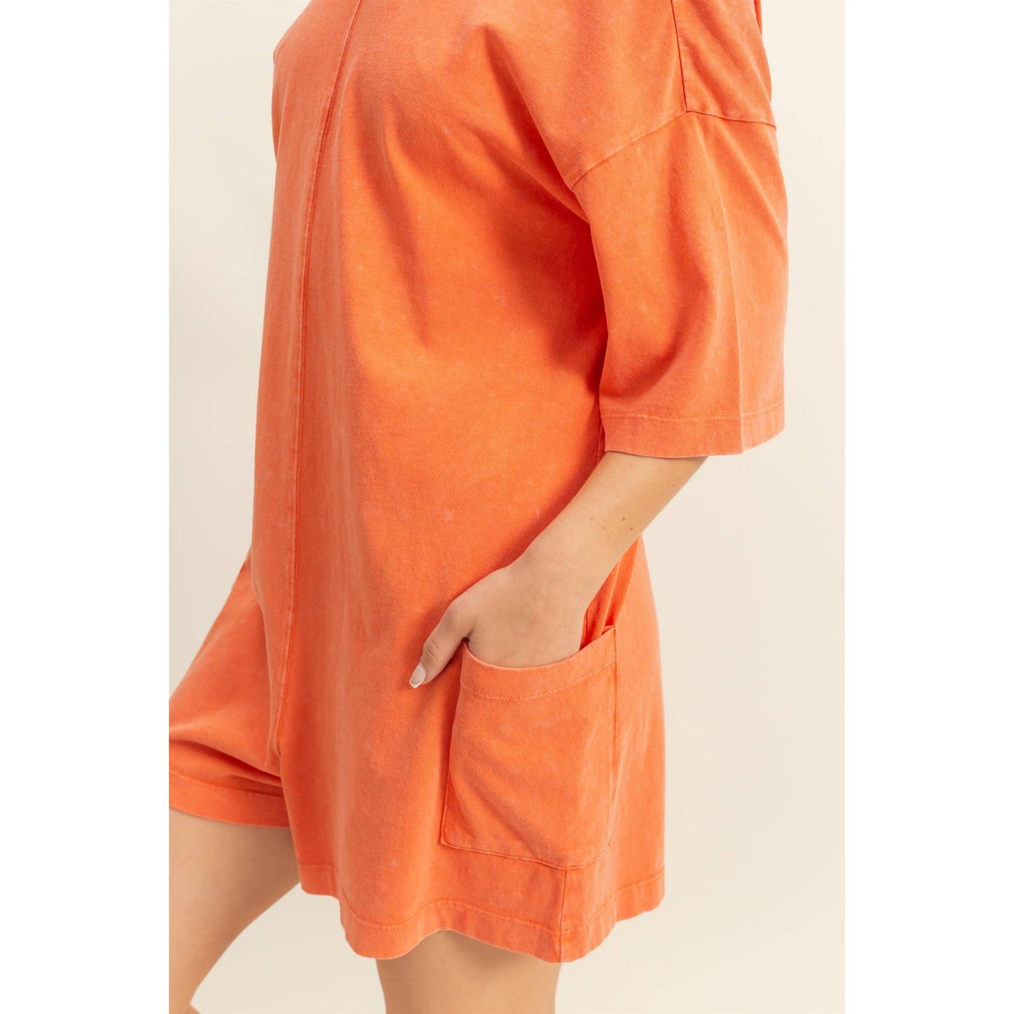 Aqua Casual V-Back Short Sleeve Romper
