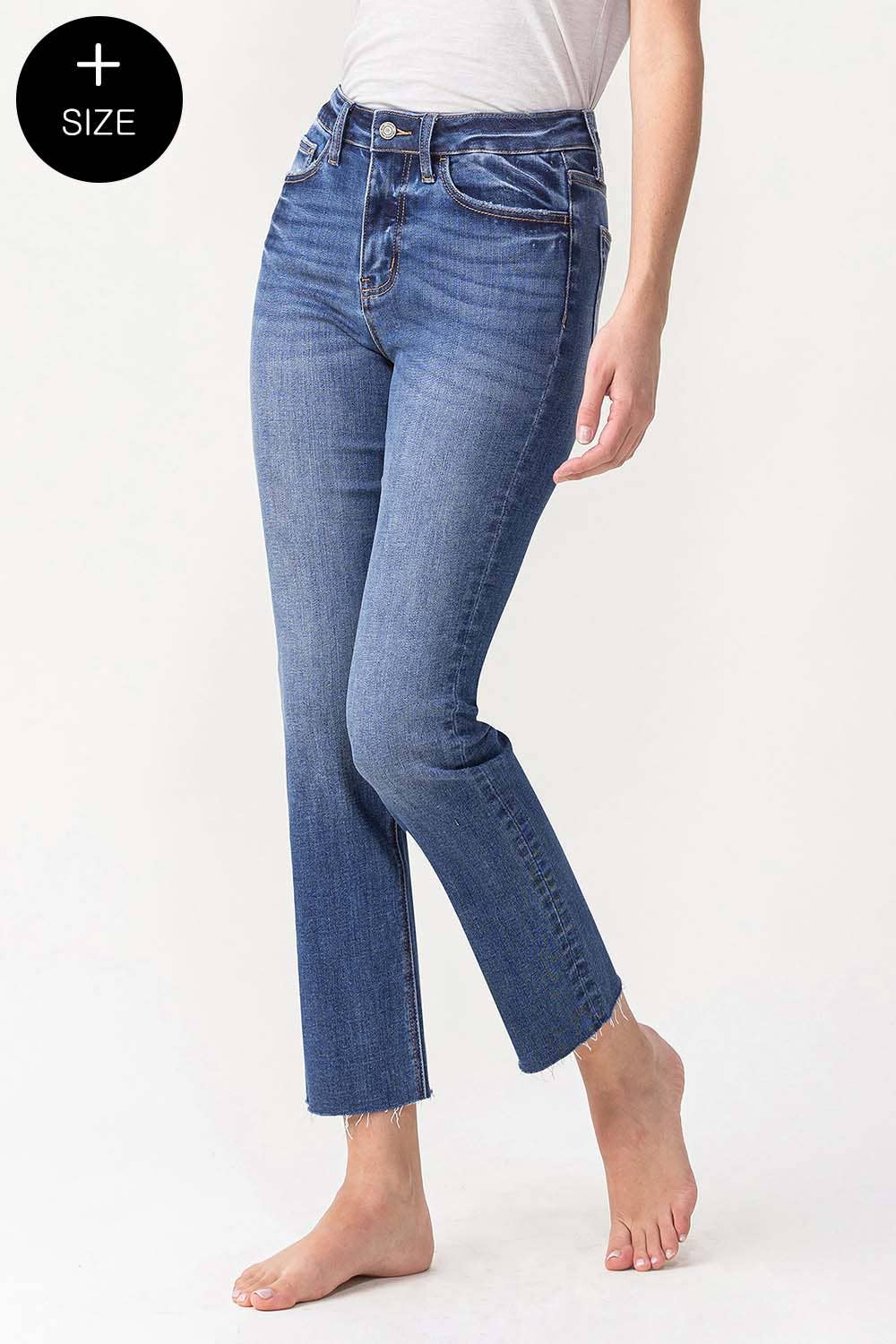 Lovervet by VERVET - PLUS SIZE HIGH RISE SLIM STRAIGHT JEAN LV1028-P: Masterfully