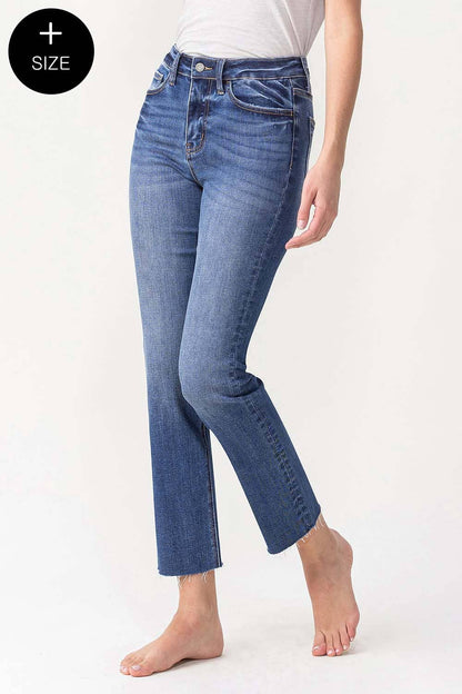 Lovervet by VERVET - PLUS SIZE HIGH RISE SLIM STRAIGHT JEAN LV1028-P: Masterfully
