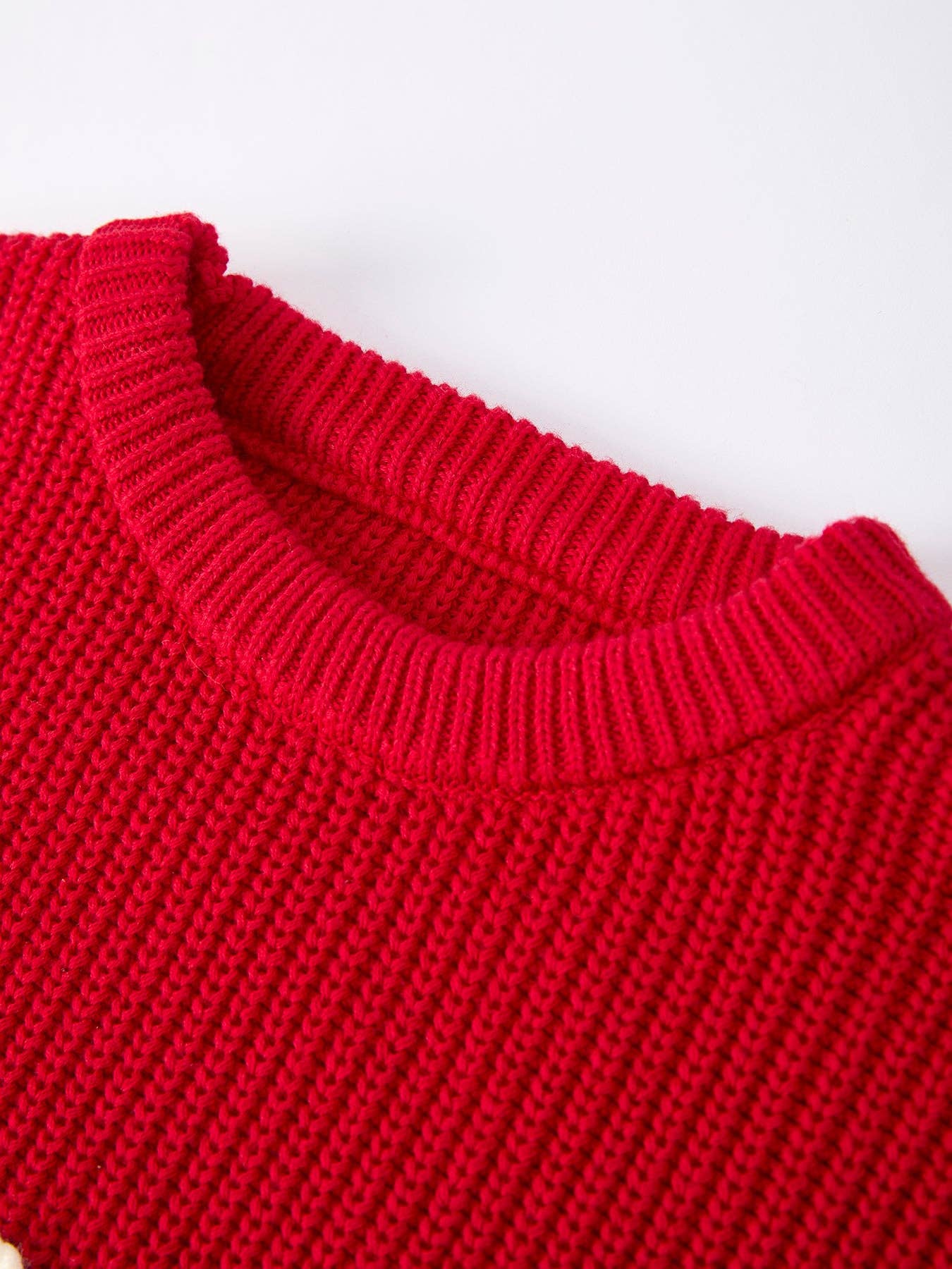 Valentine’s Day Girls Red Knit Sweater – "Love" Heart Embroidery Long Sleeve Pullover