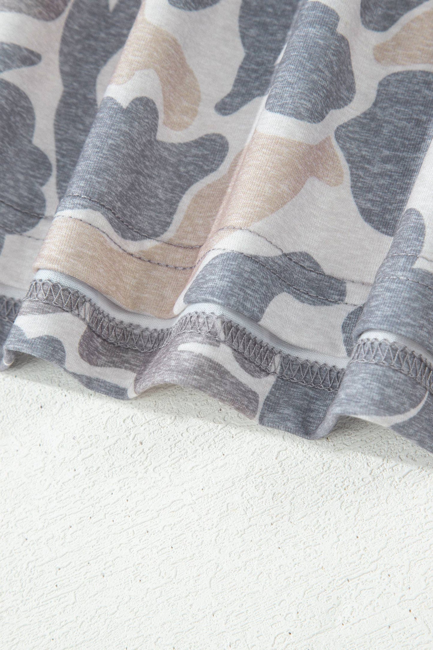 Neutral Camo Print Oversized Casual Crewneck T Shirt