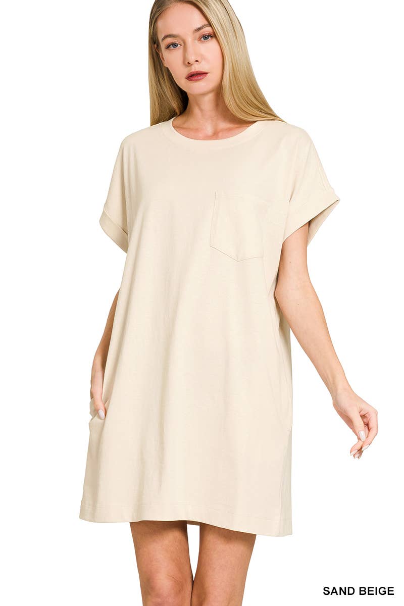 Premium Cotton T-shirts Dress With Pockets