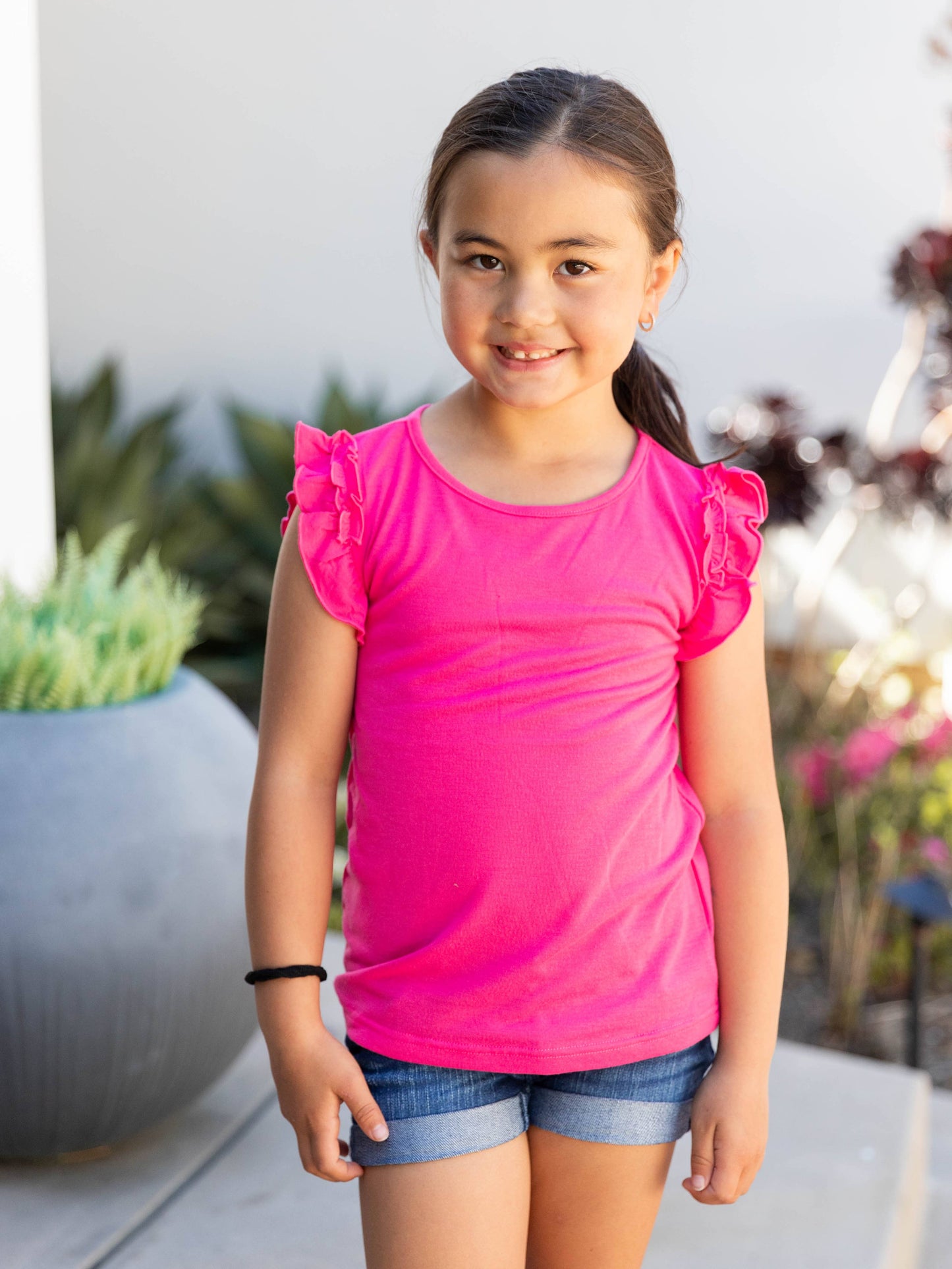 Girls Midnight Ruffle Top