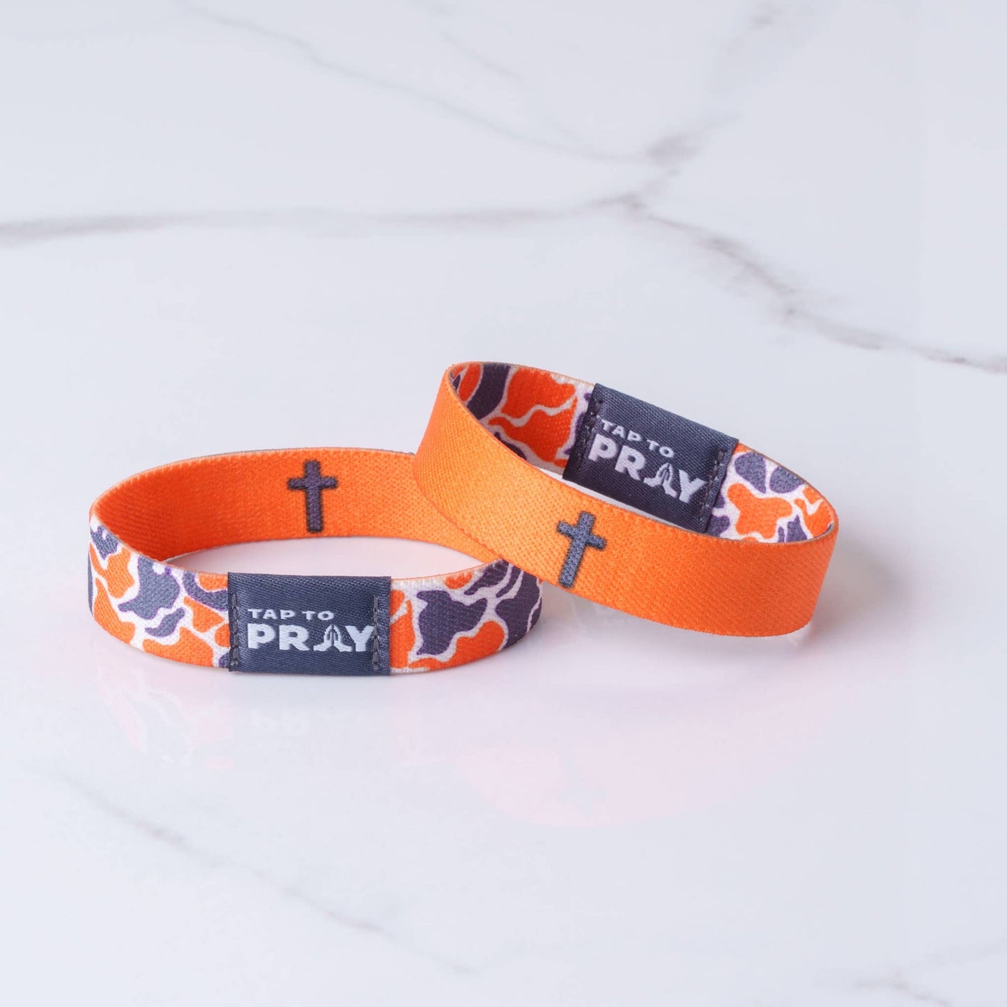 Tap To Pray™ Wristbands - Team Camo - Orange & Grey