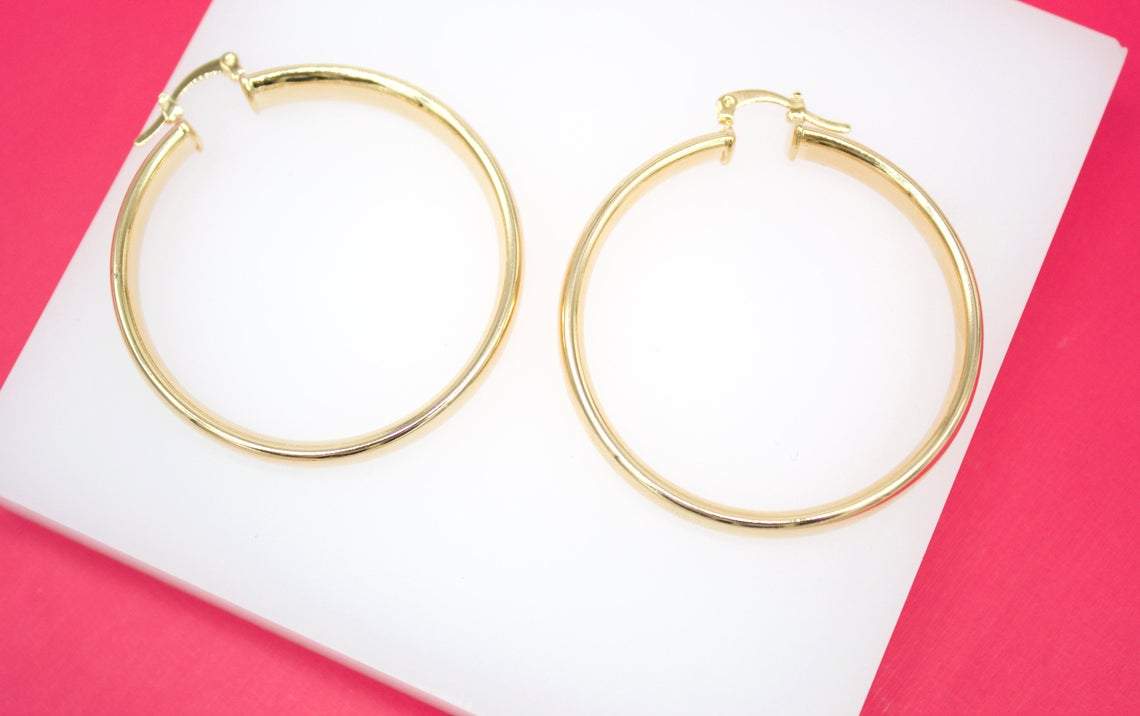 18K Gold Filled 6mm Thin Lever Back Hoop Earrings