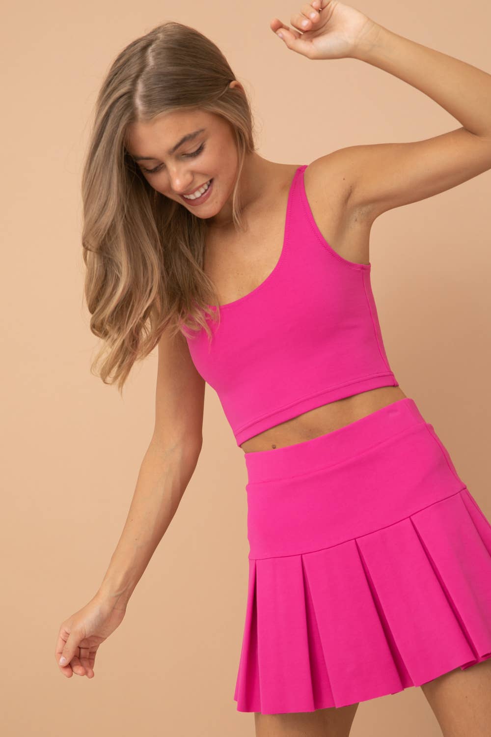 BASIC PONTE CROP TOP pink or green