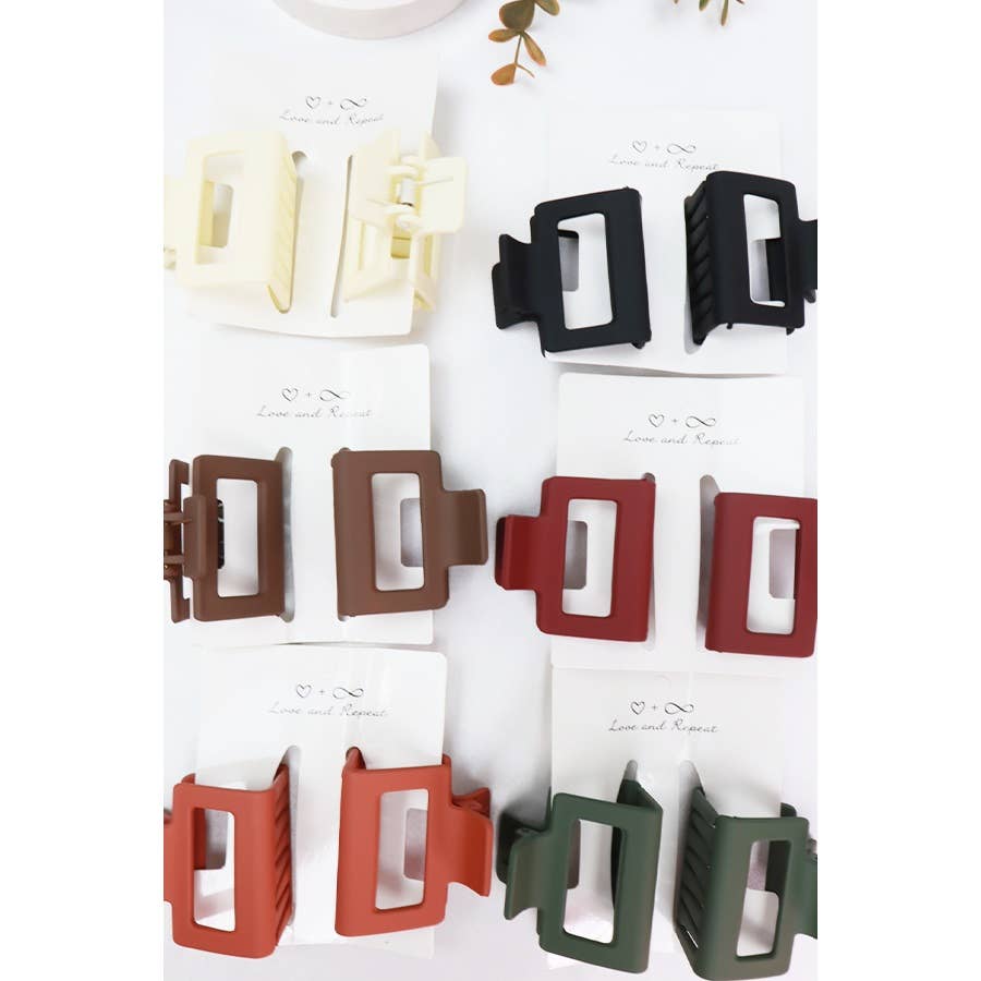 Love and Repeat - Matt Small Cut Out Rectangle Hair Claw: MIX COLOR / ONE