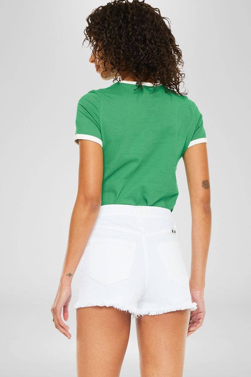 Kan Can USA - OPEN PACK HIGH RISE WHITE SHORTS JEANS-KC7281WT-N
