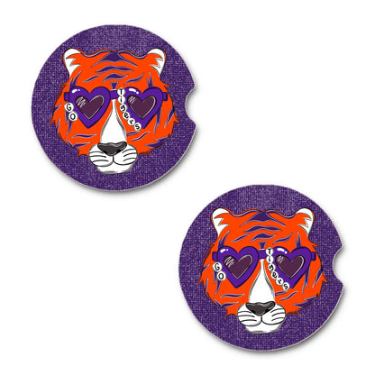 Clemson tiger inspired car coasters 