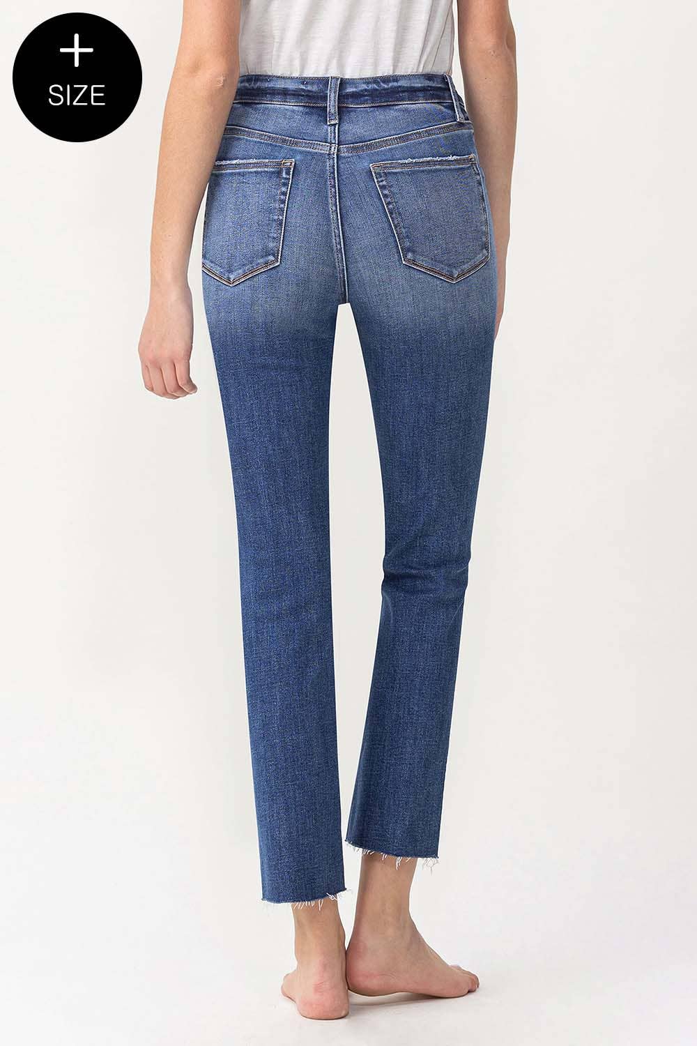 Lovervet by VERVET - PLUS SIZE HIGH RISE SLIM STRAIGHT JEAN LV1028-P: Masterfully