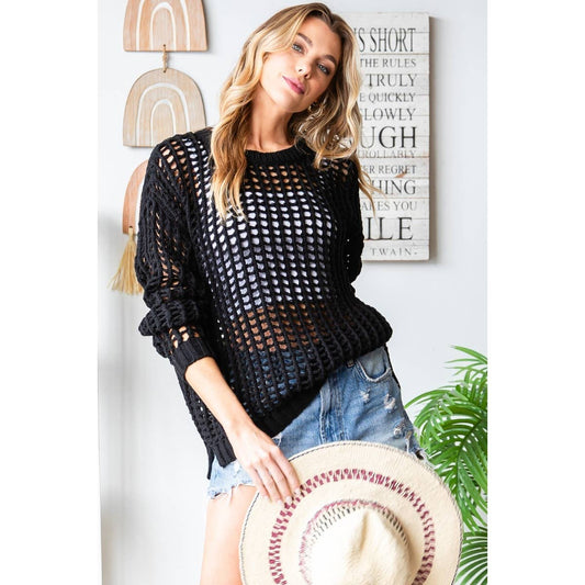 Ellie Black Crochet Sweater