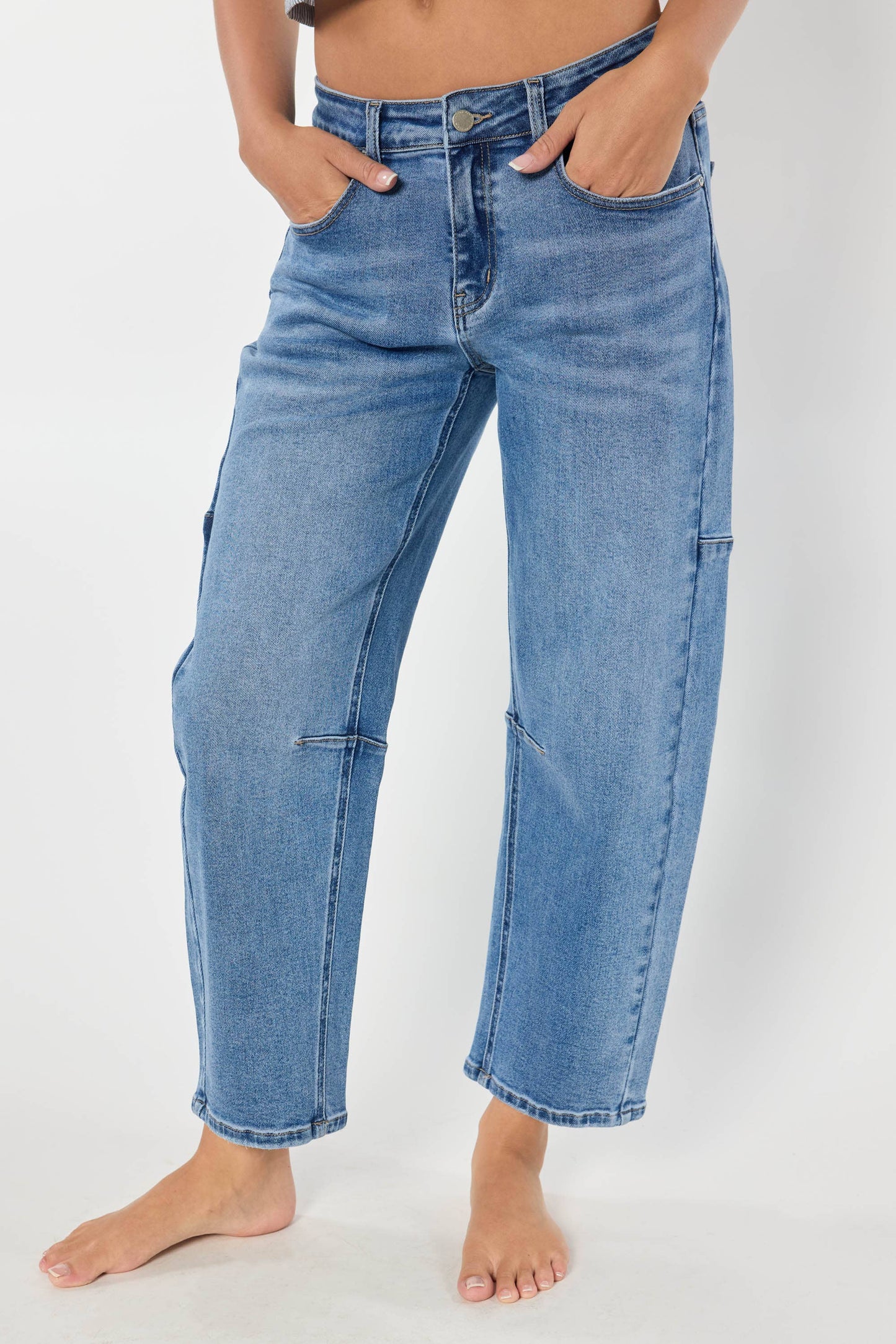 RNJEAN - Mid Waist Barrel Jeans (XP7028)