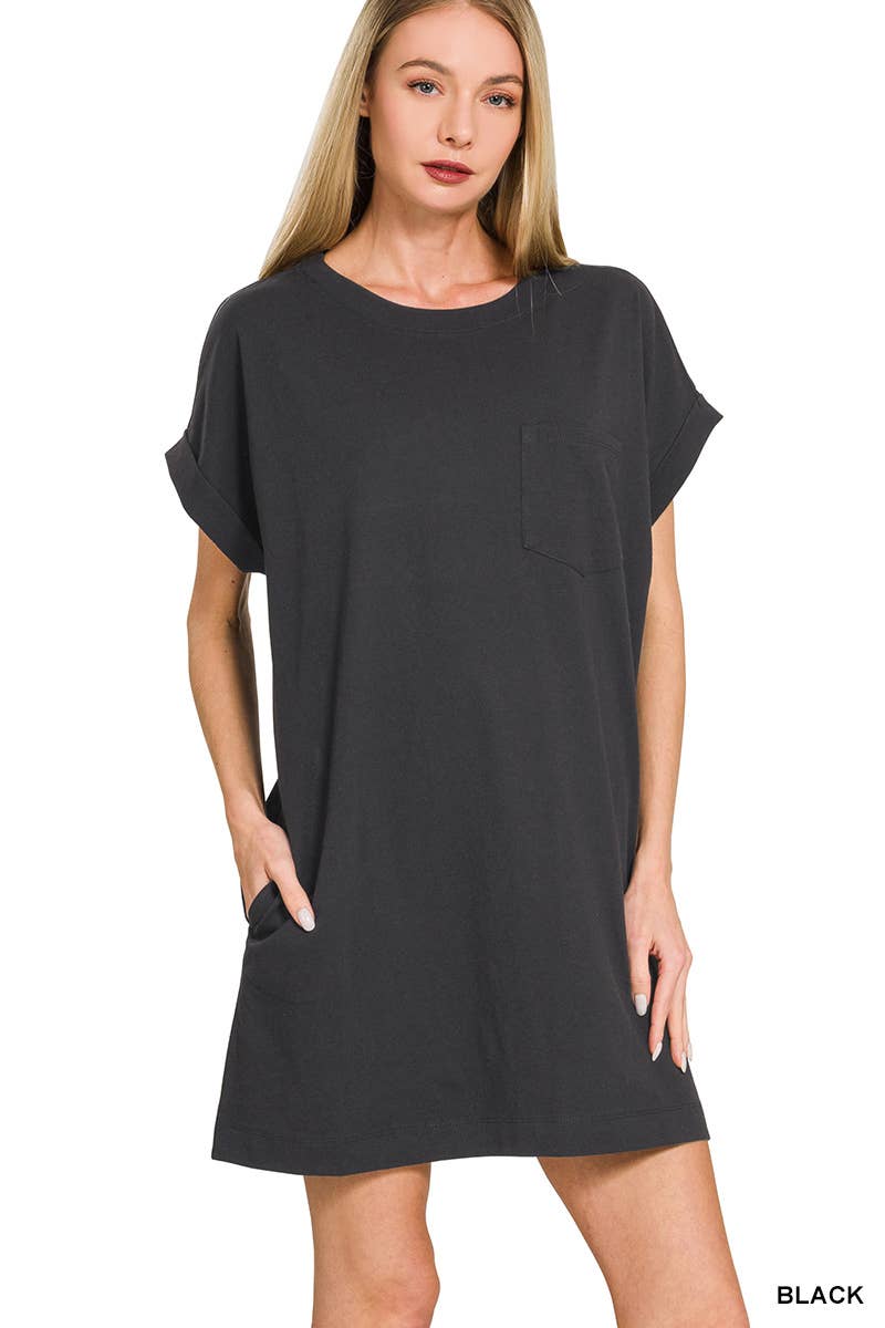 Premium Cotton T-shirts Dress With Pockets