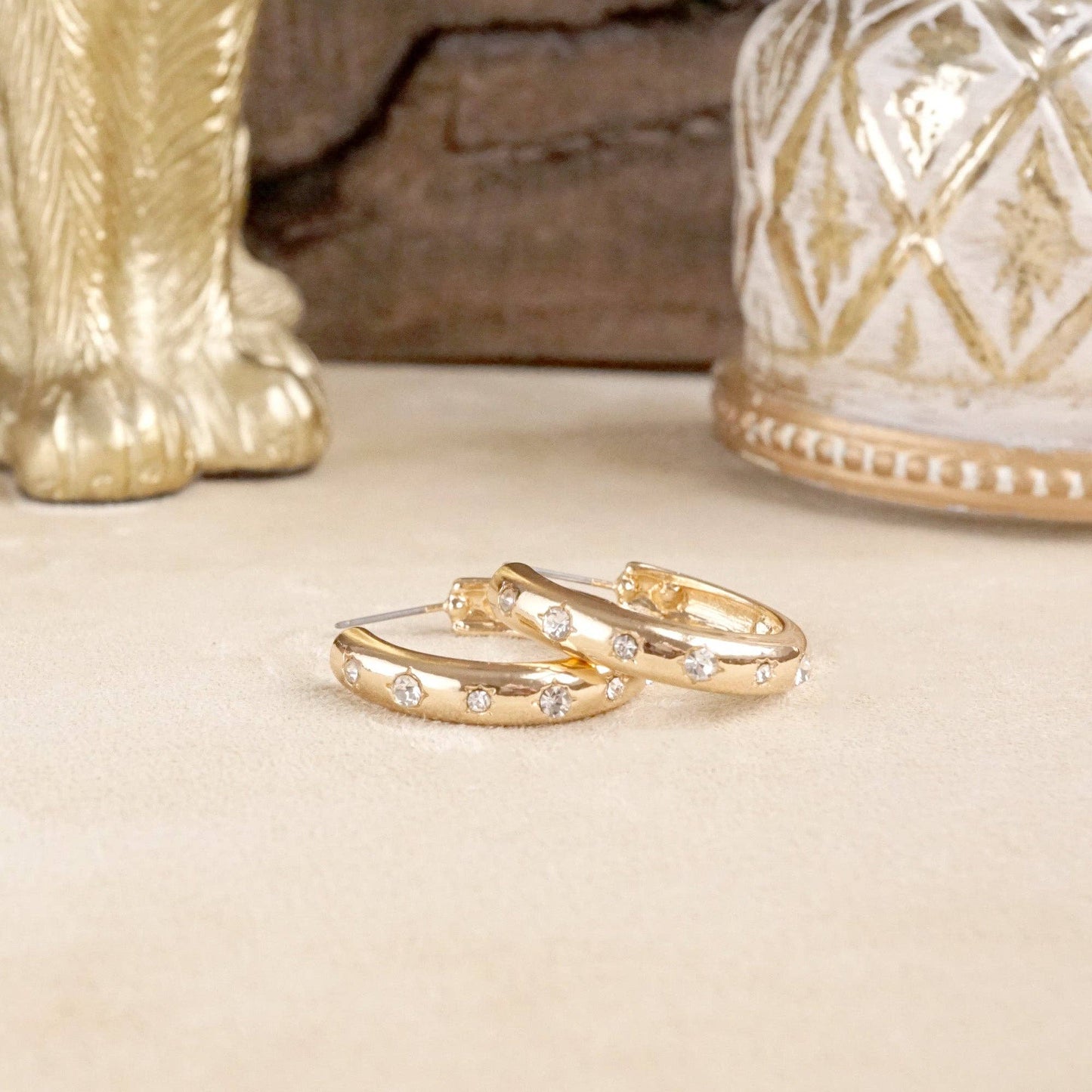 Classic Bubble Hoops – Gold with Pearl or Crystals