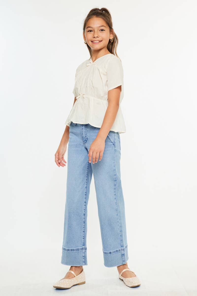 HIGH RISE CROPPED WIDE LEG JEANS