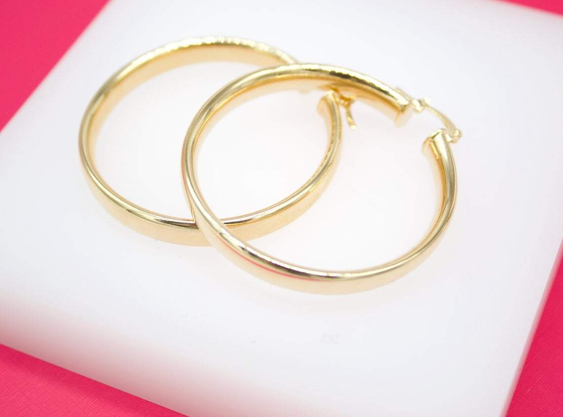 18K Gold Filled 6mm Thin Lever Back Hoop Earrings