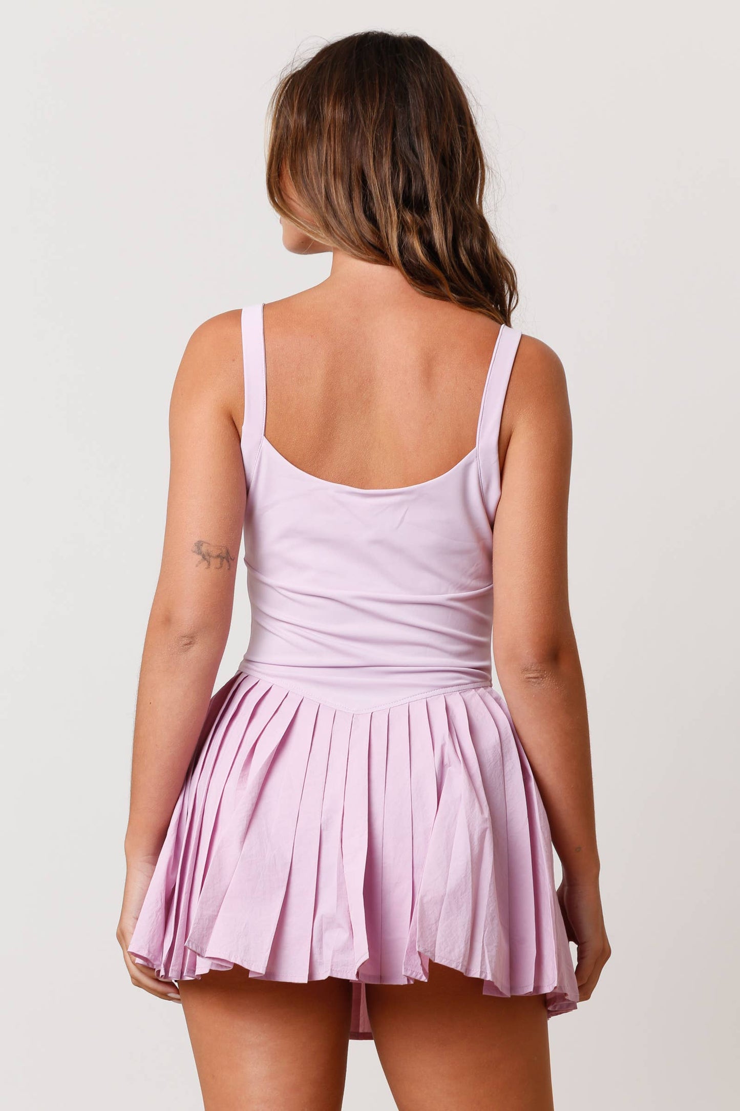 Lavender Sporty Pleated Romper