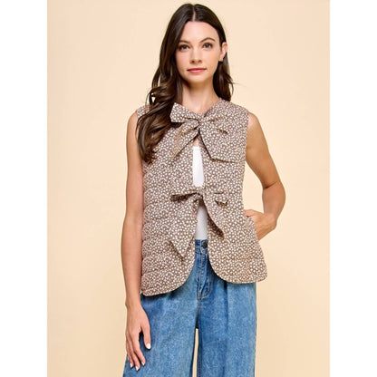 The Viv Quilt Tie Vest in Brown