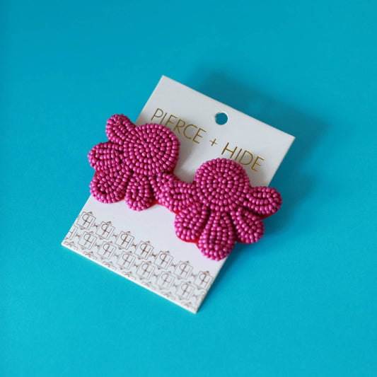 Custom Fuchsia Boho Bubble Drop| Stud Earrings