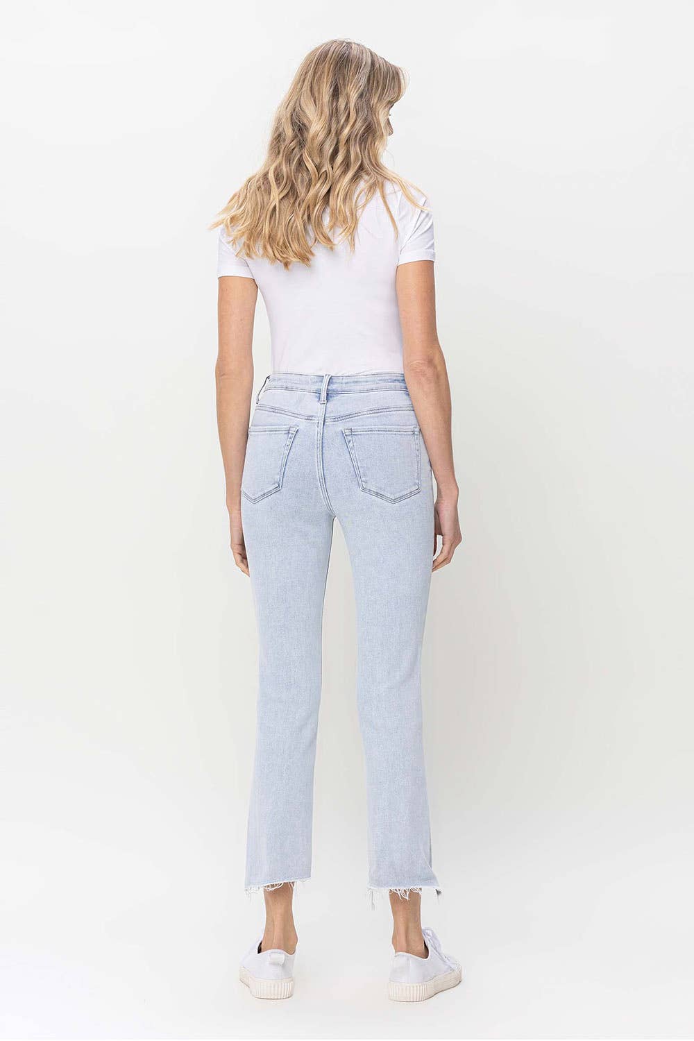 Lovervet by VERVET - HIGH RISE SLIM STRAIGHT JEAN LV1104: Notably