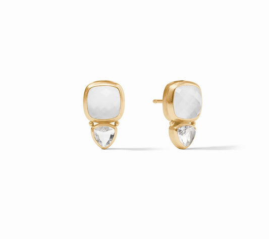 JV Aquitaine Duo Stud- Gold-Iridescent Clear Crystal