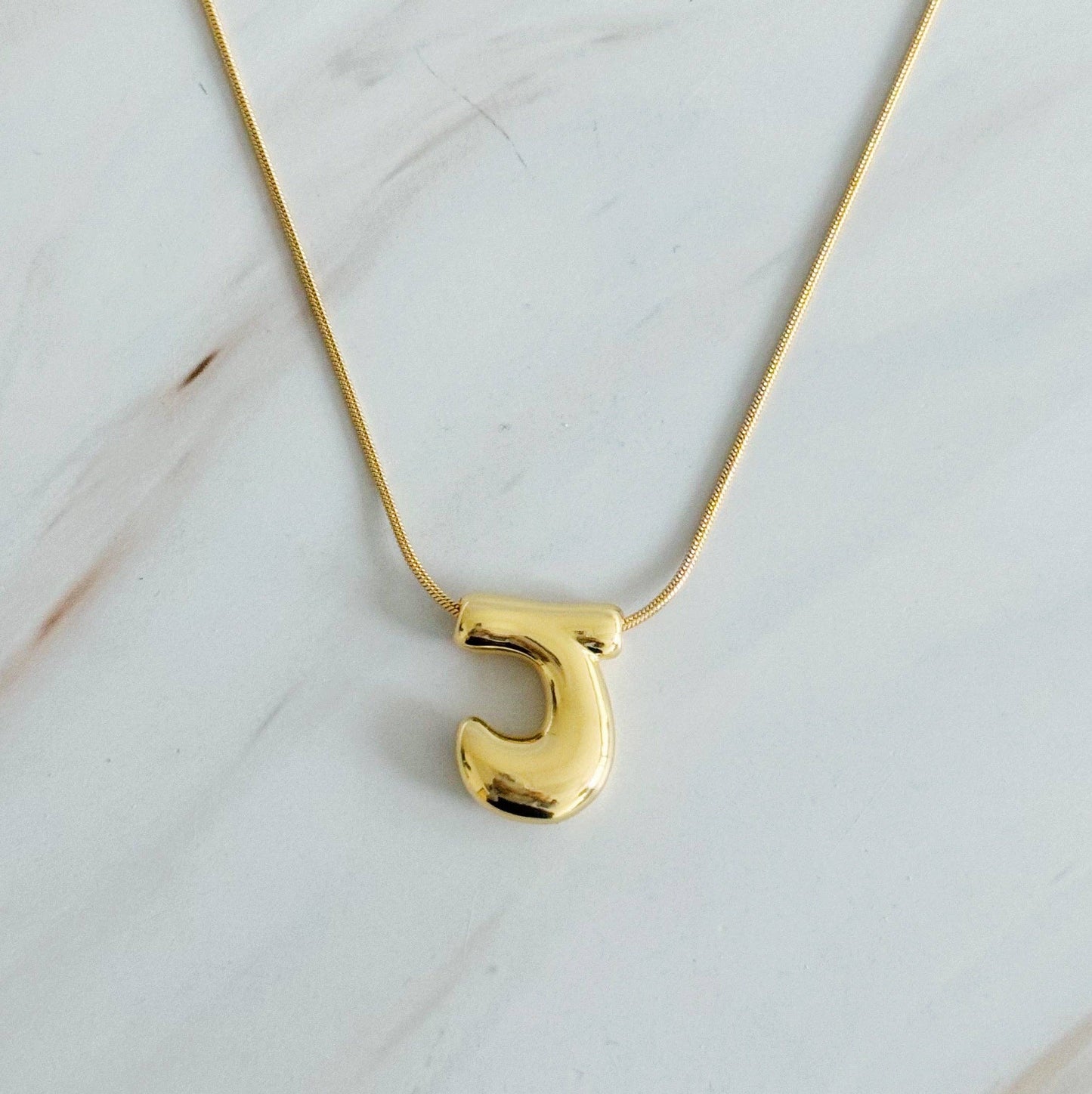 Balloon Letter Initial Necklace: Yellow Gold