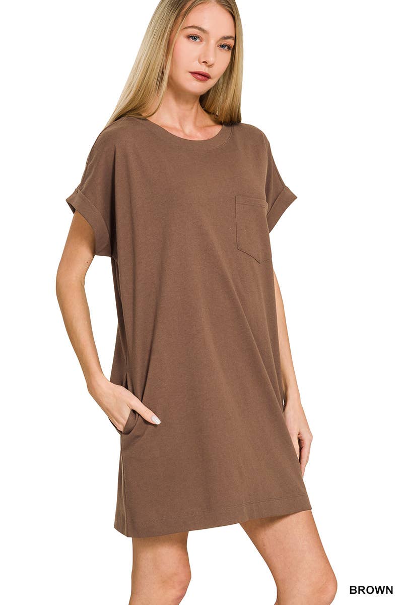 Premium Cotton T-shirts Dress With Pockets