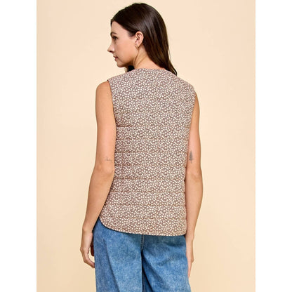 The Viv Quilt Tie Vest in Brown