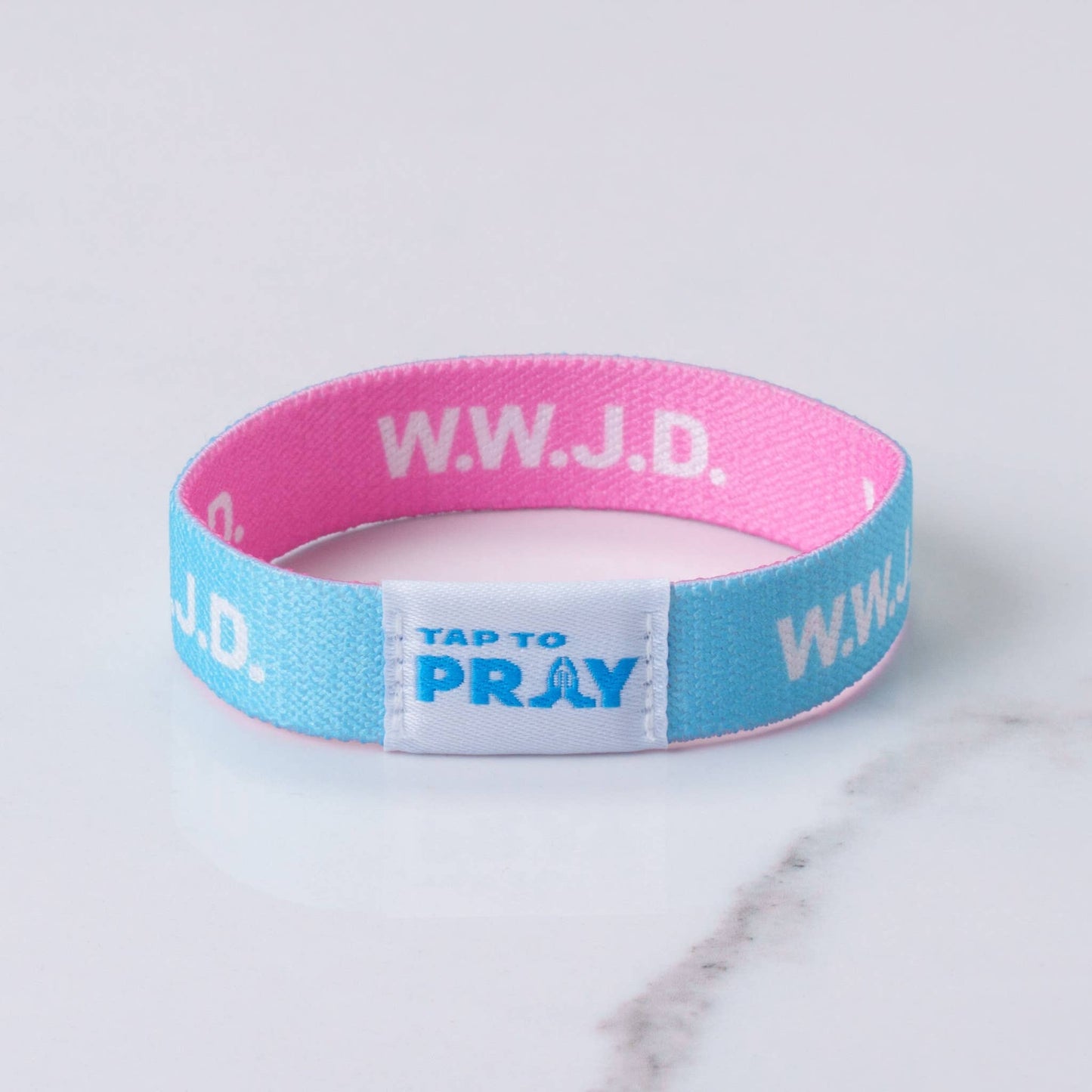 Tap To Pray™ Wristbands - Blue & Pink WWJD