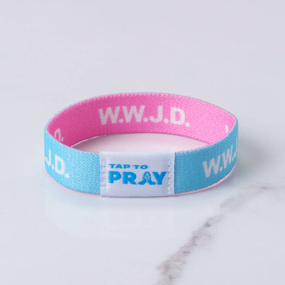 Tap To Pray™ Wristbands - Blue & Pink WWJD