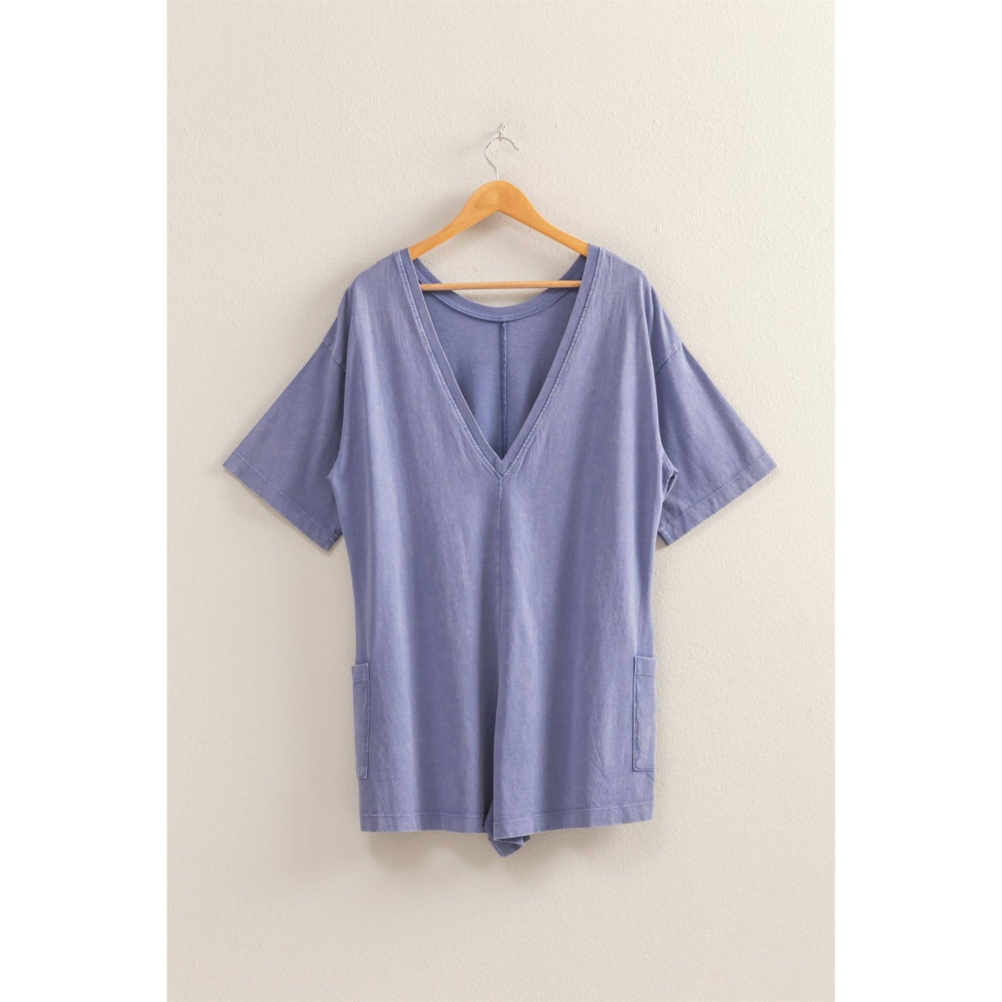 Aqua Casual V-Back Short Sleeve Romper