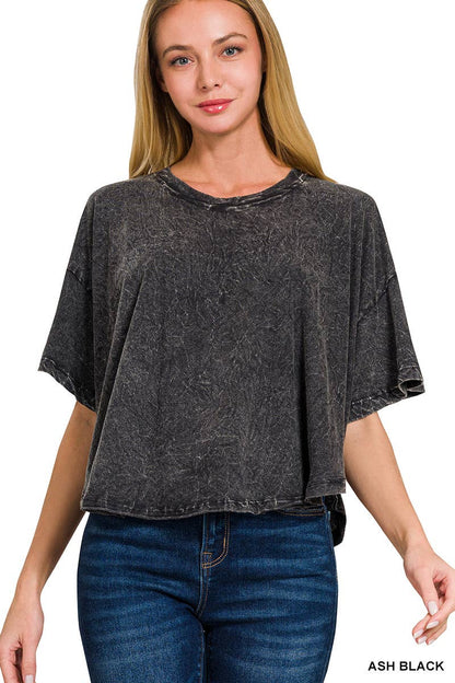 ''._ Washed Cotton Flare Top w/ back patch