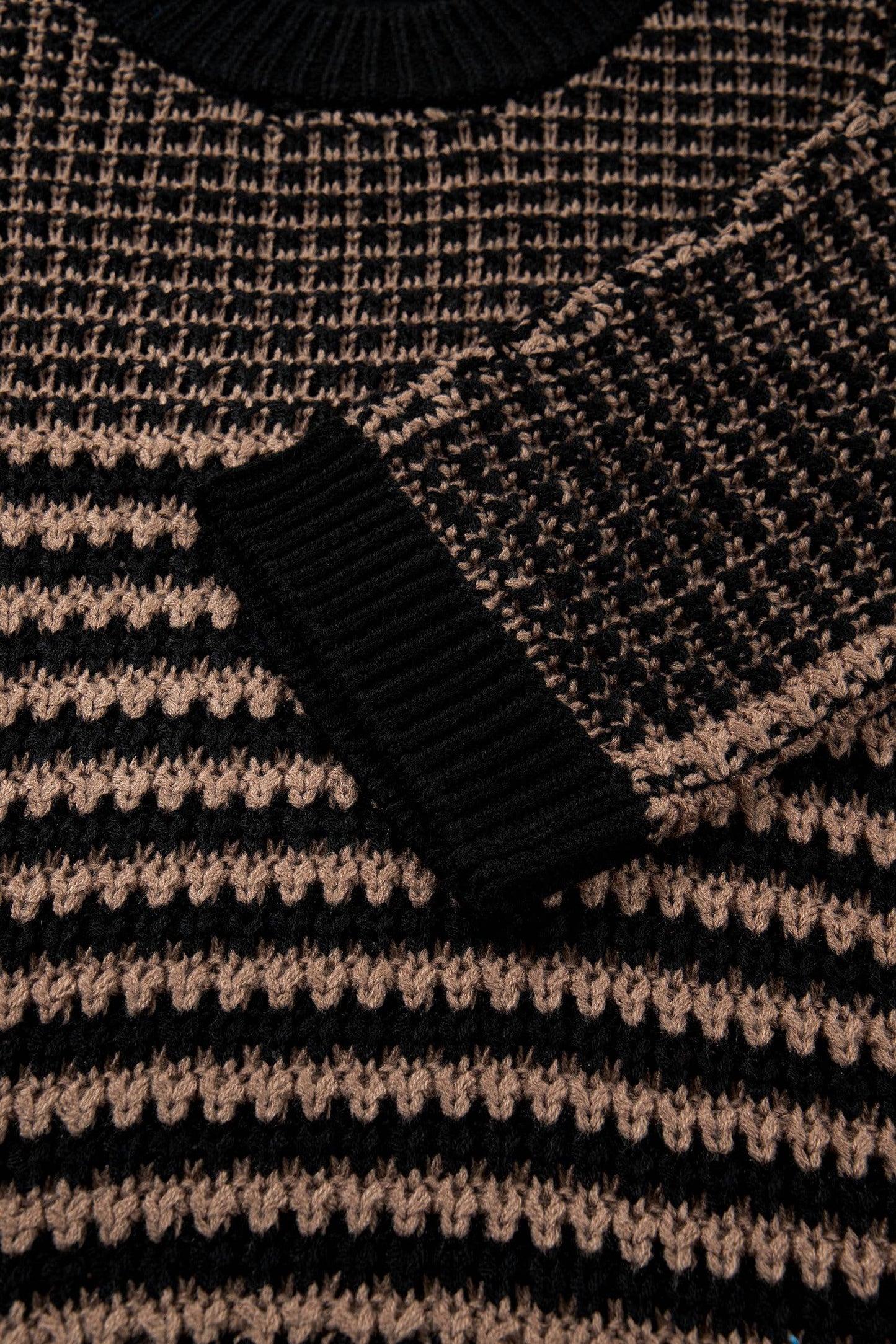 Stripe 3/4 Draped Sleeve Slouchy Sweater (S-XL)