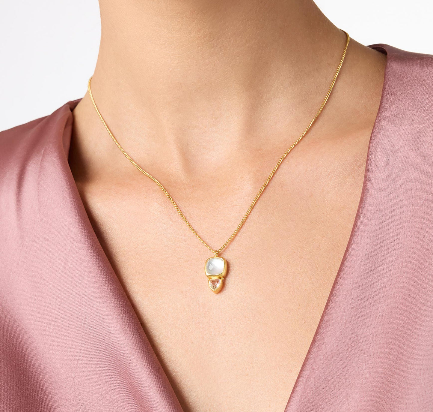 JV Aquitaine Duo Delicate Necklace-Gold-Iridescent Clear