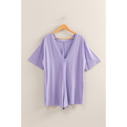 Aqua Casual V-Back Short Sleeve Romper