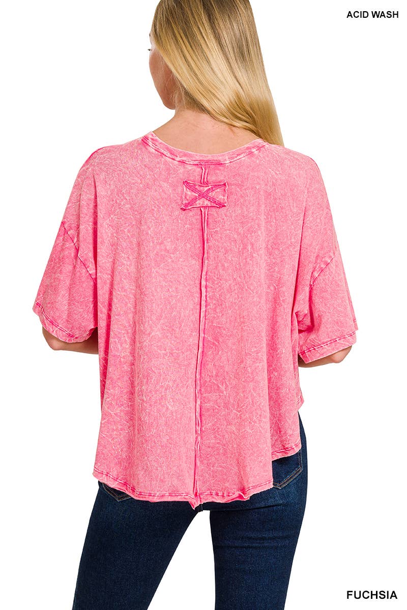 ''._ Washed Cotton Flare Top w/ back patch