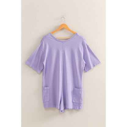 Aqua Casual V-Back Short Sleeve Romper