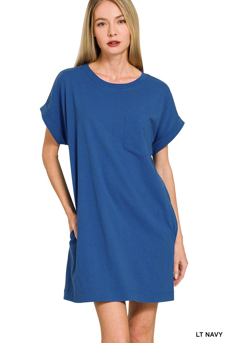 Premium Cotton T-shirts Dress With Pockets