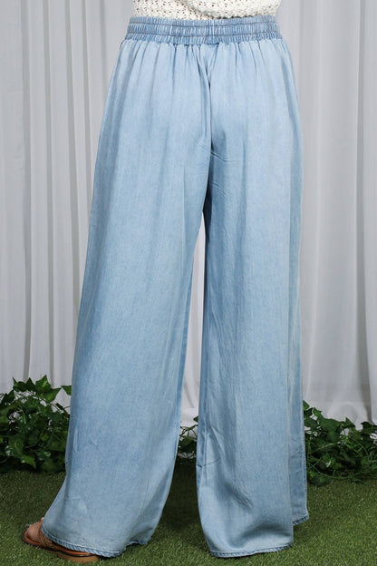 Carlee wide leg Chambray Pants