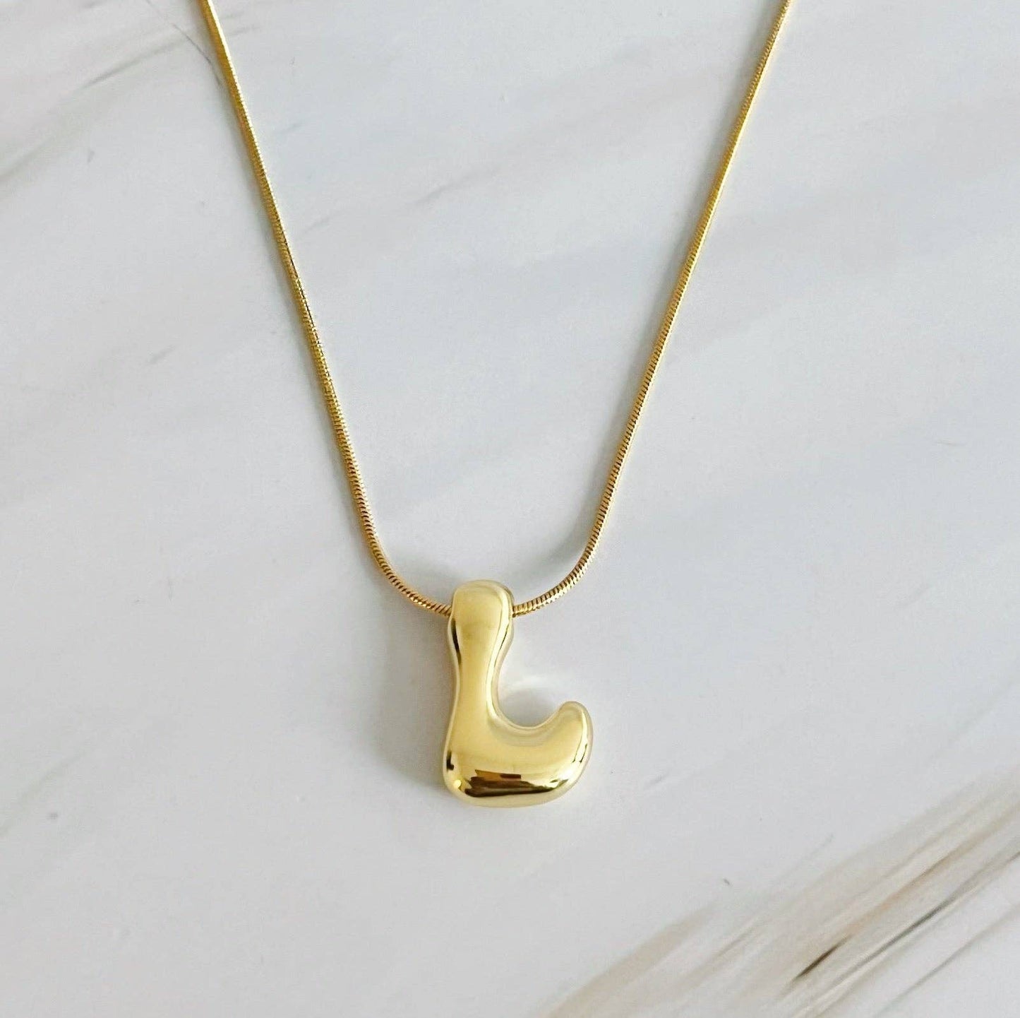 Balloon Letter Initial Necklace: Yellow Gold