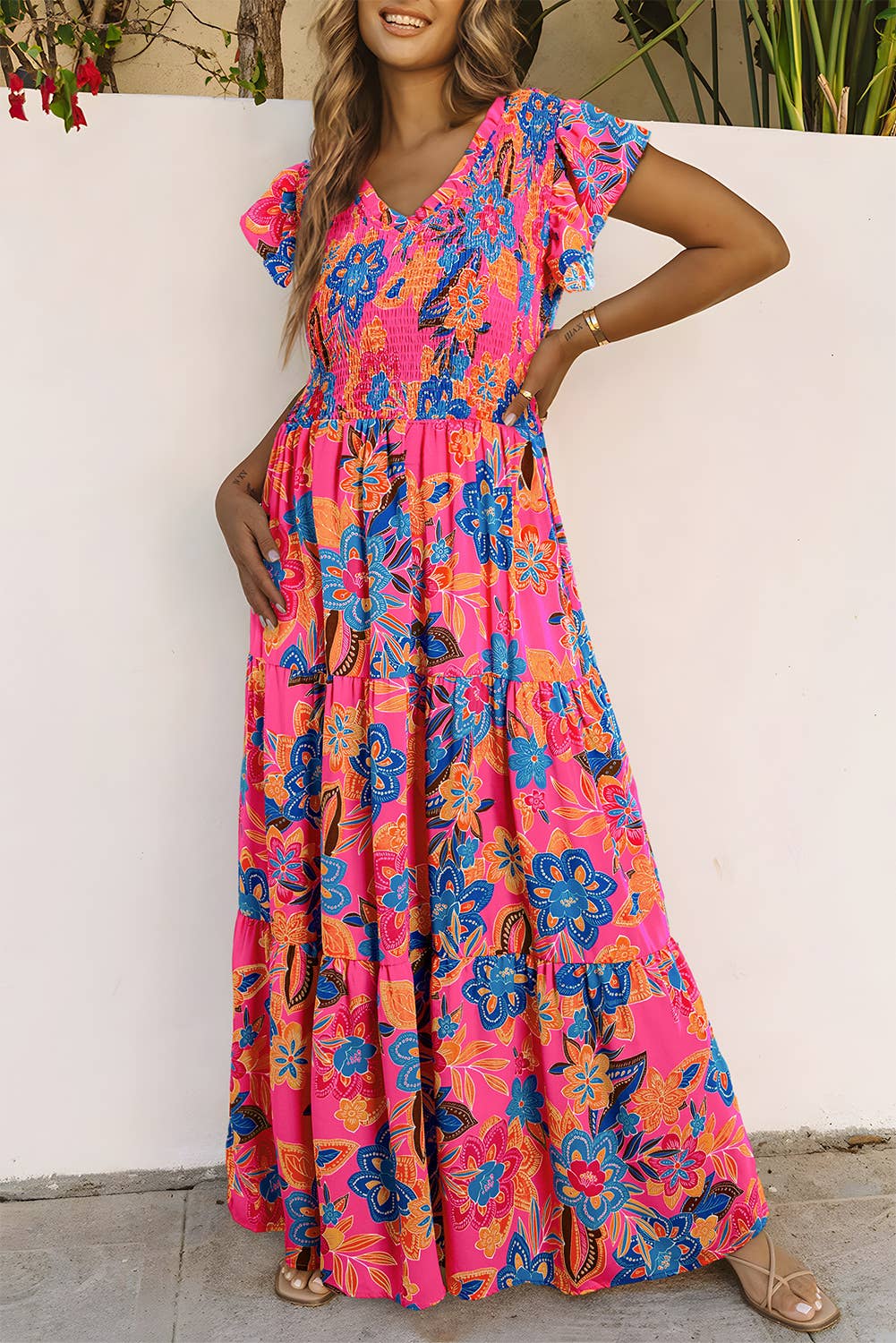 Maldives Boho Floral Maxi Dress