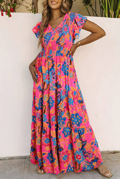 Maldives Boho Floral Maxi Dress
