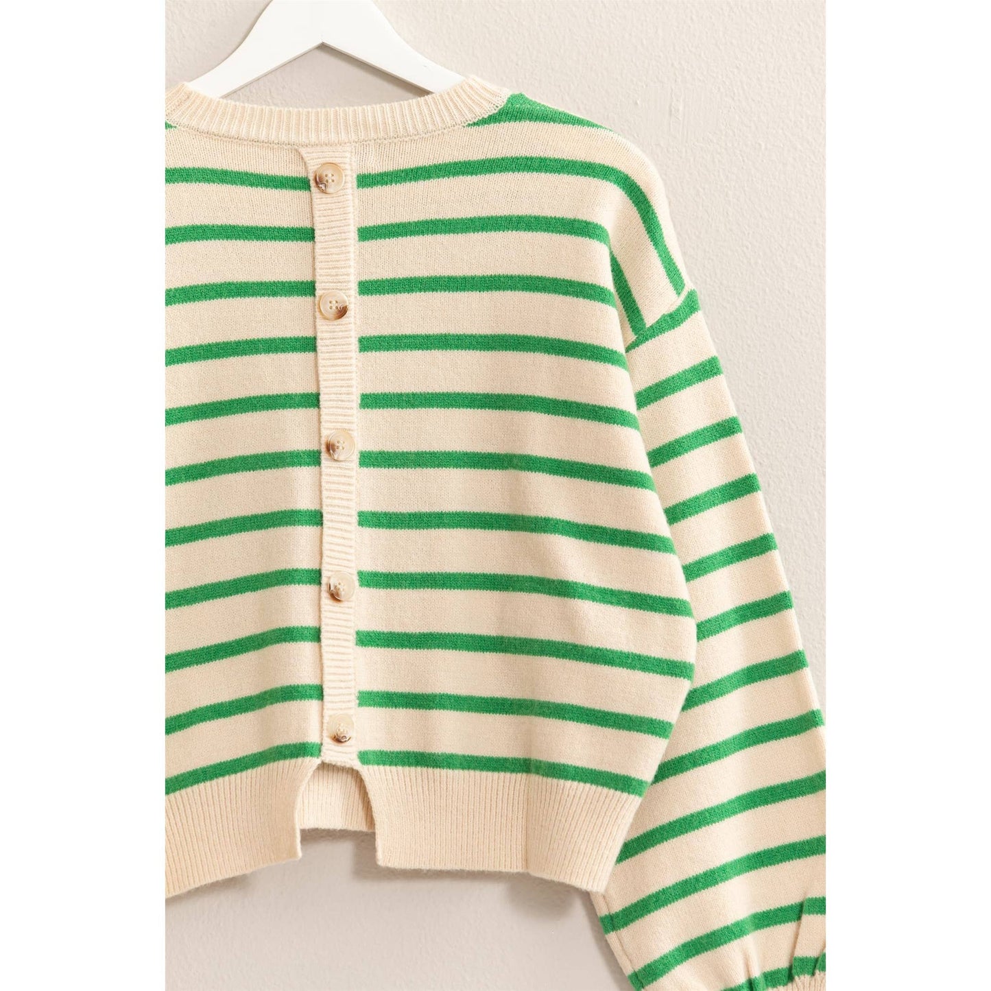 Kendra green striped pullover sweater