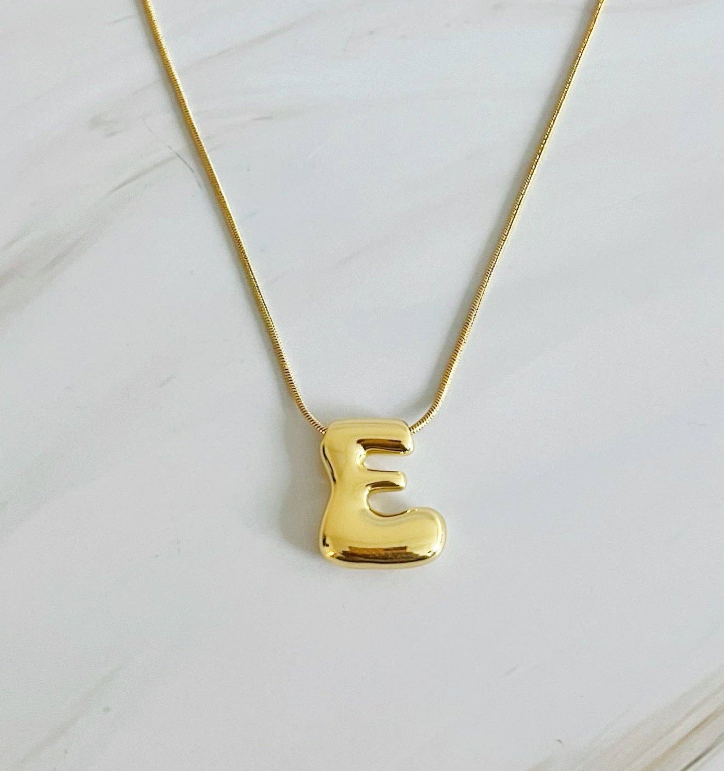 Balloon Letter Initial Necklace: Yellow Gold